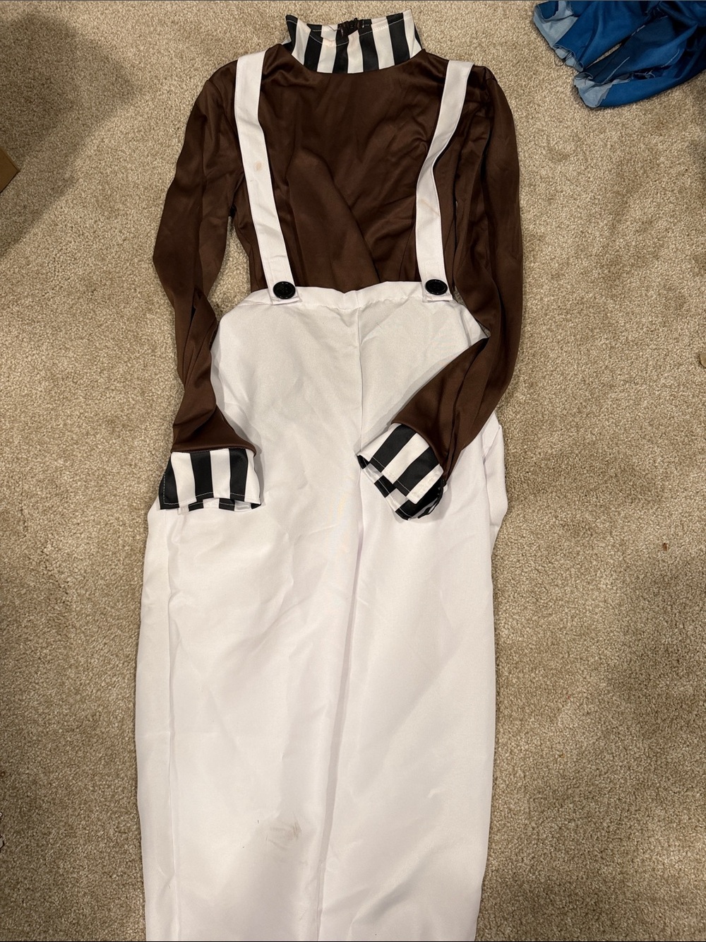 Kids Brown and White Classic Mime Costume with Striped Accents
